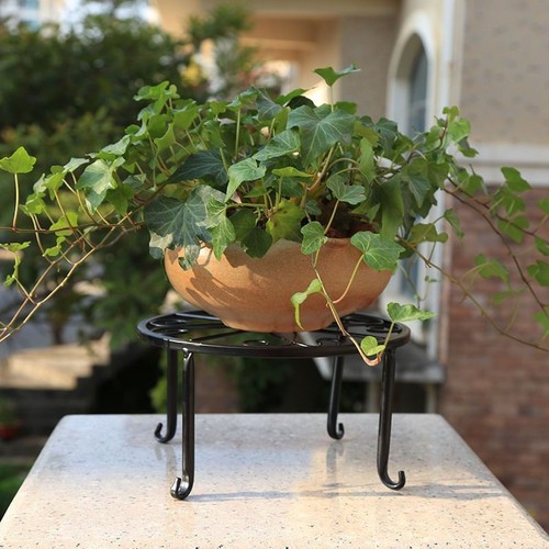 Labeling Iron Wrought Flower Stand Round Floor Cushion Indoor Balcony Desktop Desk Green Pothos Living Room Plant Stand Elevation