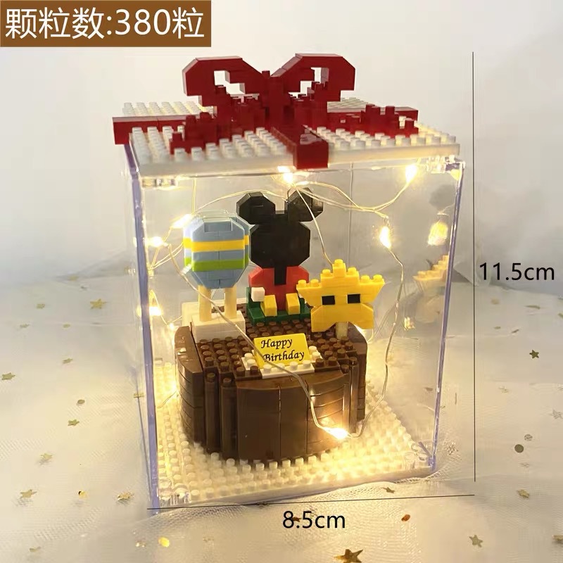 Torta de cumpleaños micro diamante pequeña partícula bloques construcción novias lindas regalo chica serie juguetes al por mayor regalos del estudiante