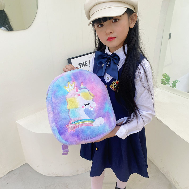 Children's backpack cartoon foreign trade plush bag unicorn small backpack cross-border coin purse women cute dual shoulder bag