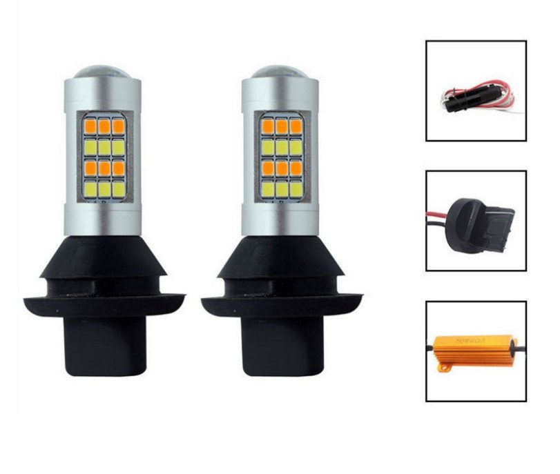 1156 2835 42 light two-color turn signal car LED white yellow decoding BA15S daytime running light 7440 T20