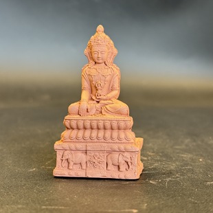 Zisha Clay Rubbing Buddha Statue 6.6cm High Temperature Fired with Incense Ash Ornament Pendant