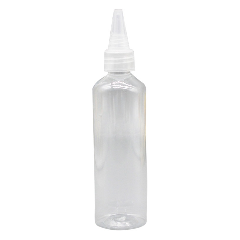 Botella de plástico transparente de 203050100 ml con boquilla puntiaguda, botella dispensadora de loción con tapa, botella pequeña portátil de PET