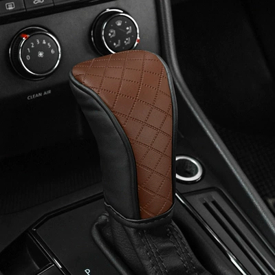 Sürətlər qutusu və əl tormozu başlıqları Leather Breathable Gear Shift Cover - manual-transmission-black-brown