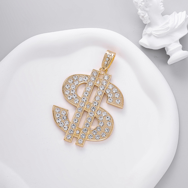 Collier pendentif signe dollar style hiphop en alliage pour adulte_voghion.com