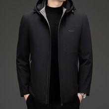 新款男装冬季羽绒服高端中老年人爸爸装可脱内胆连帽夹克保暖外套