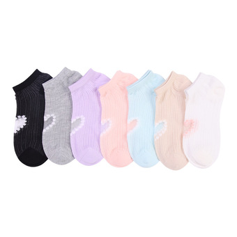 袜子女春夏新款休闲镂空竹纤维女士船袜大爱心手缝无骨短袜女定制