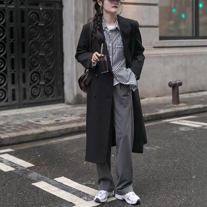 高级感长款西装风衣外套女春秋新款韩版西服上衣英伦风休闲大衣|undefined