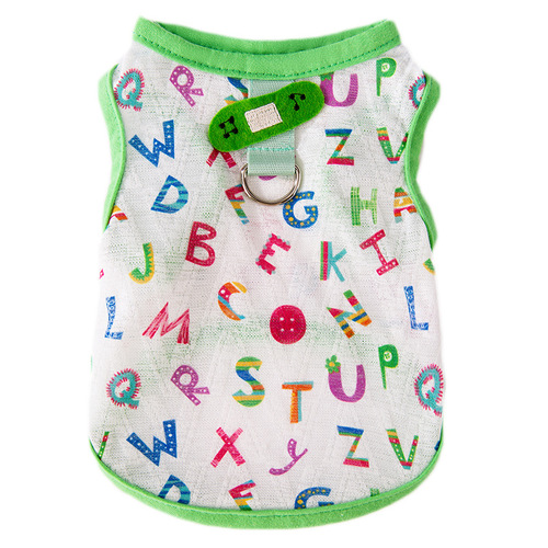 Spring and summer dog feet printed with small animals, cute cartoon cool traction vest, cat pet teddy clothes
