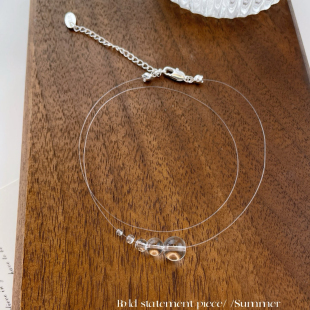 Obiya's New Alloy Crystal Fishing Line High-End Necklace Accessible Luxury Niche Design Clavicle Chain 25627