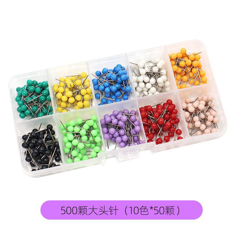 10 colores 500 agujas de plástico de color 10 agujas de mapa de color agujas de bola