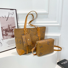 复古字母三件套手提托特包包女2025新款时尚百搭大容量单肩斜挎包