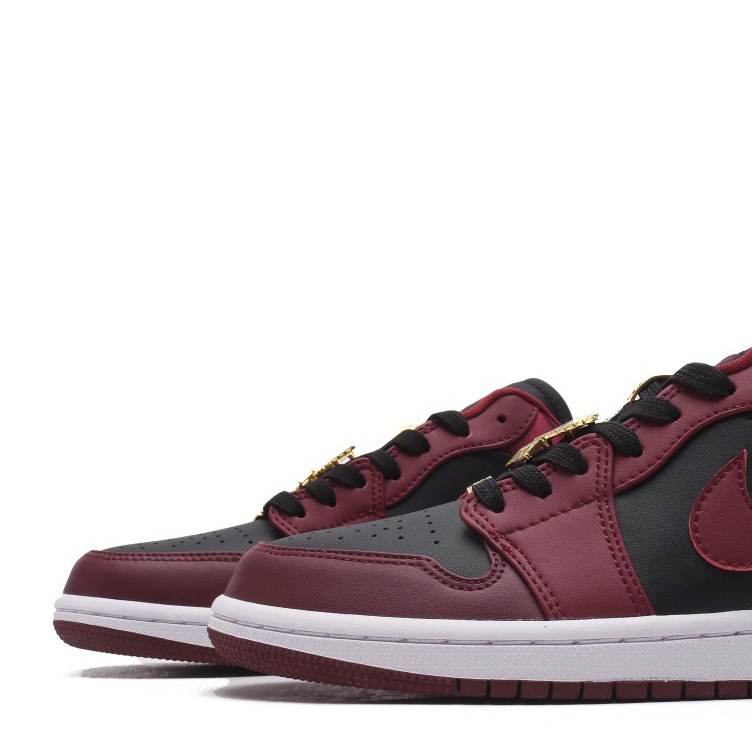 Putian Shoes High Quality Jordan 1 Black Wine Red Low-Top Retro Casual Sports Basketball Shoes Sneakers Unisex