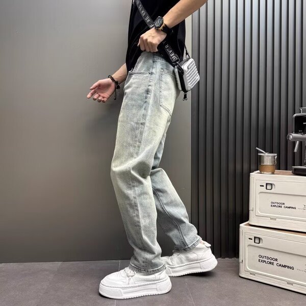 Autumn blue loose straight jeans