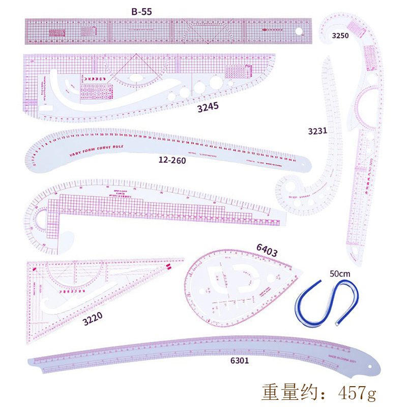 Diseño de ropa Regla de fabricación de patrones Regla de patrones Regla de patchwork Regla de corte Regla de corte Regla de arco Regla suave Regla de coser