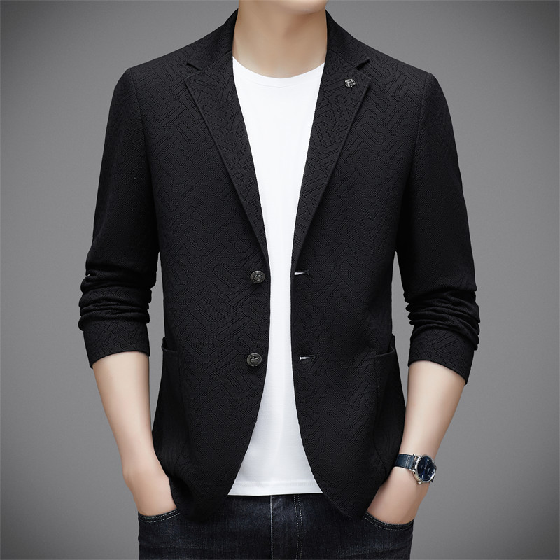 休闲西服男士中青年商务单件西便服男2023秋季新款纯色外套针织衫