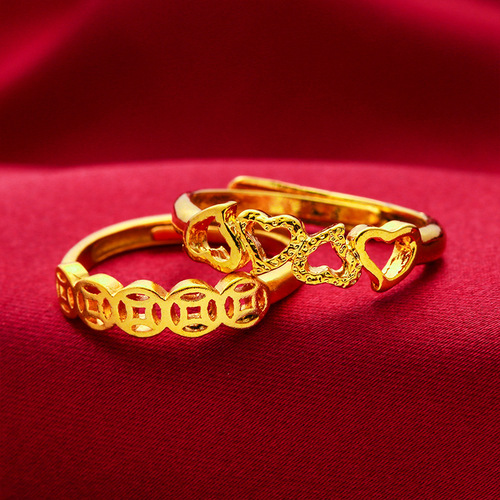 Vietnam alluvial gold ring network brass gold plated real gold color preservation exhibition street stall night market hot supply supply