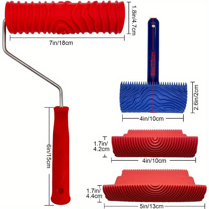 Pintura de vetas de madera Pintura de arte de impresión Pintura de madera Textura de pintura Herramienta de rallado Simulación de goma Cepillo de rodillo de vetas de madera