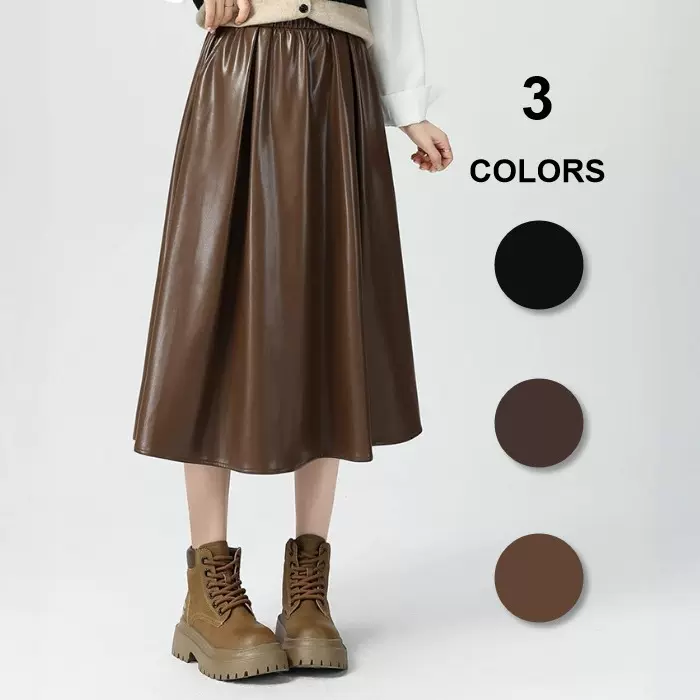 9972法式优雅时尚简约百搭高腰A字裙中长款半身伞裙秋季大裙摆