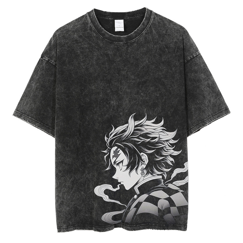 Hot Anime Demon Slayer Kamado Tanjirou Graphic Print T-Shirt Men's Comic T-Shirt Washed Cotton T-Shirt Hot Anime Demon Slayer Kamado Tanjirou Graphic Print T-Shirt Men's Comic T-Shirt Washed Cotton T-Shirt