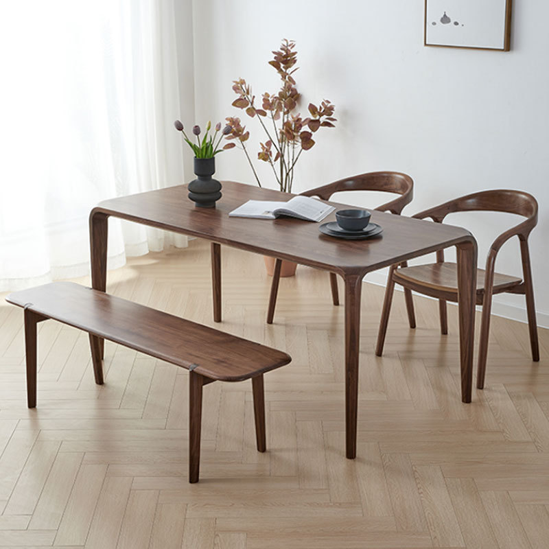 Solid wood furniture simple dining table modern household Japanese black walnut minimalist restaurant overall mortise dining table Solid wood furniture simple dining table modern household Japanese black walnut minimalist restaurant overall mortise dining table