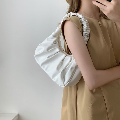 French niche fashion ins popular shoulder bag with magnetic buckle pleated armpit bag dumpling cloud bag handbag for women