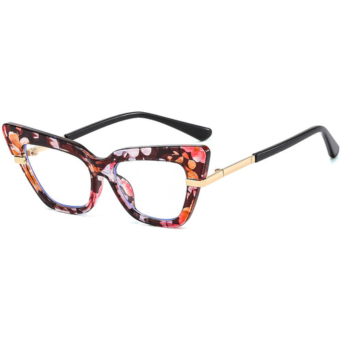 Future Wind Exaggerated Cat-Eye Anti-Blue Light Glasses for Women, Retro Square Frame, Plain Glasses, Ins Round Face, Natural Makeup, Prescription Frames