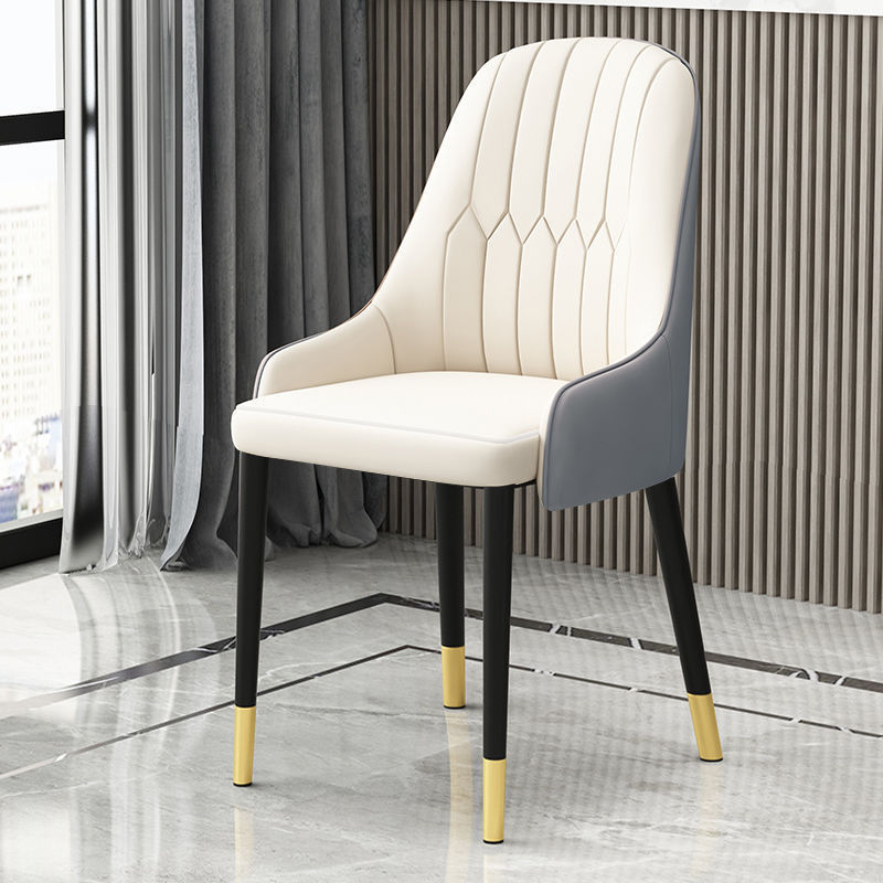 Silla de comedor de lujo nórdica, silla de respaldo doméstica moderna y simple, restaurante italiano, mesa de comedor de hotel de cuero de paquete suave