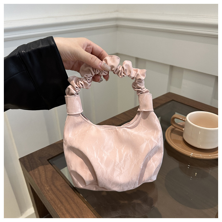 2024 Autumn/Winter ins solid-color stylish handbag with underarm pleats, a gentle Korean-style single-shoulder bag for women undefined