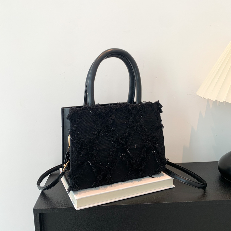 Bolso de gran capacidad para mujeres 2024 nuevo nicho de diseño denim bordilla bolso pequeño bolso de hombro con cremallera