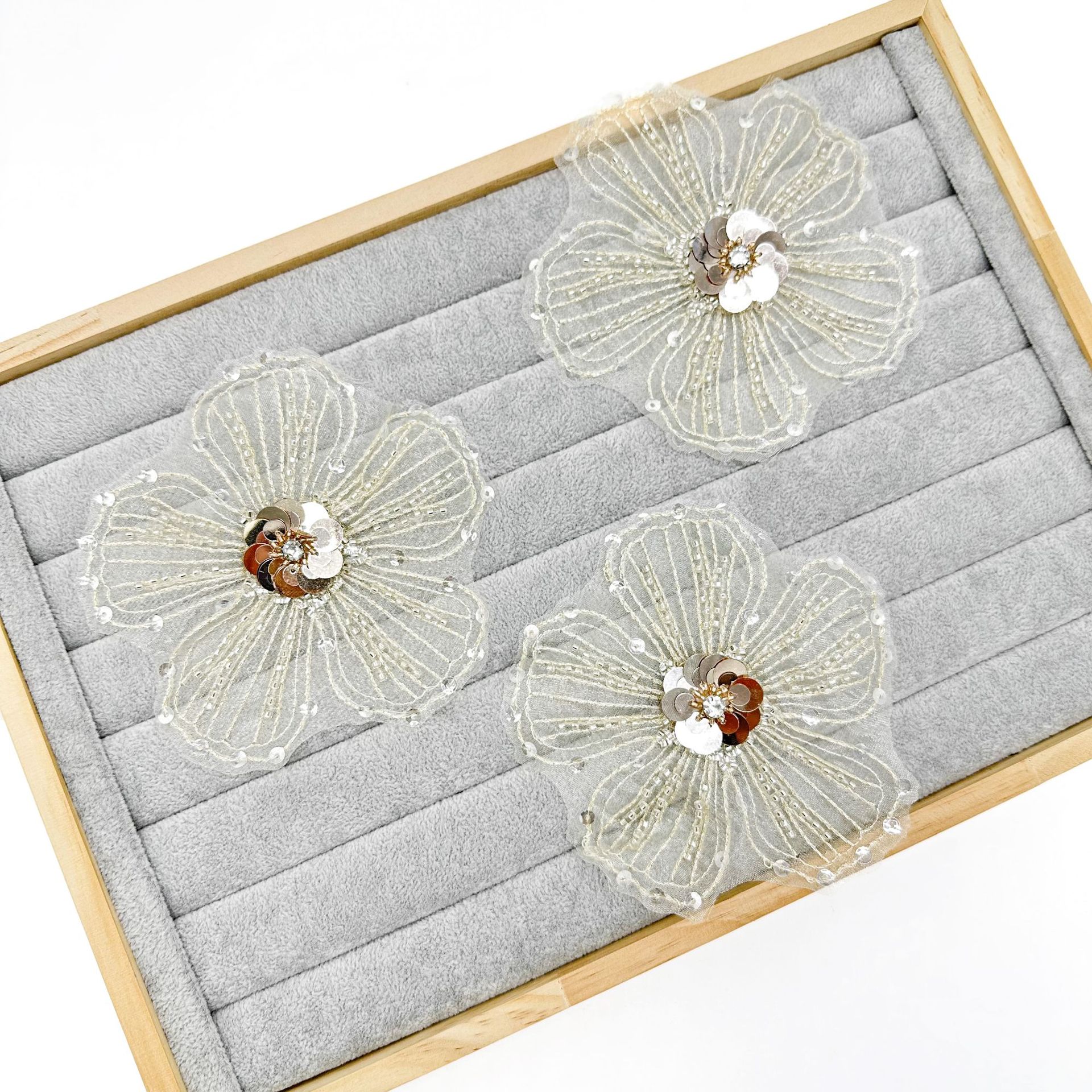 Apliques de Organza Bordados con Lentejuelas y Cuentas, Parche de Tela con Flores, Corsage, Accesorios para Vestidos de Novia y Ropa DIY image 5