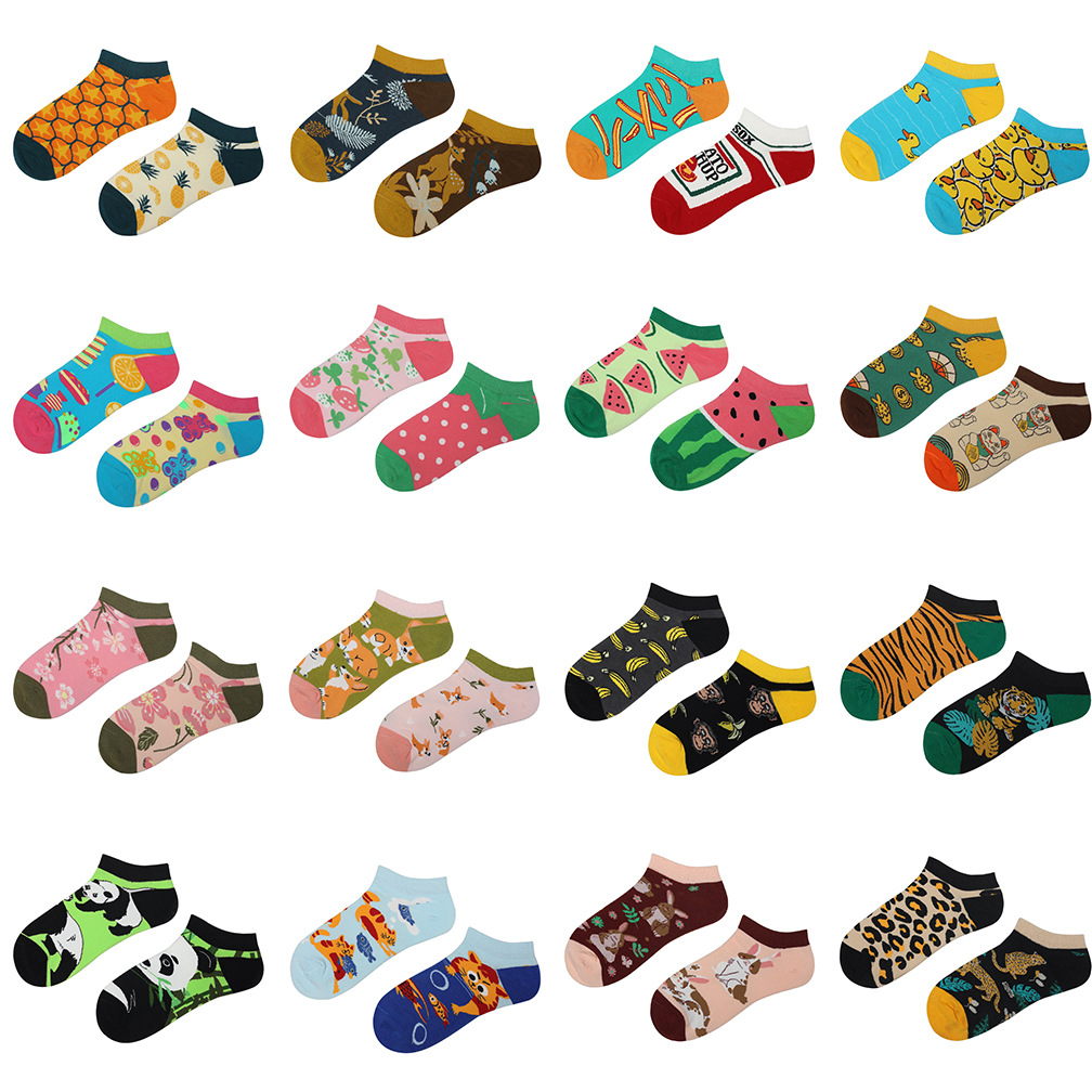 Original Boat Socks Spring and Summer Men and Women's Trendy Internet Celebrity AB Asymmetric Joker Mandarin Duck Cotton SMLSOX Sports Couple Socks