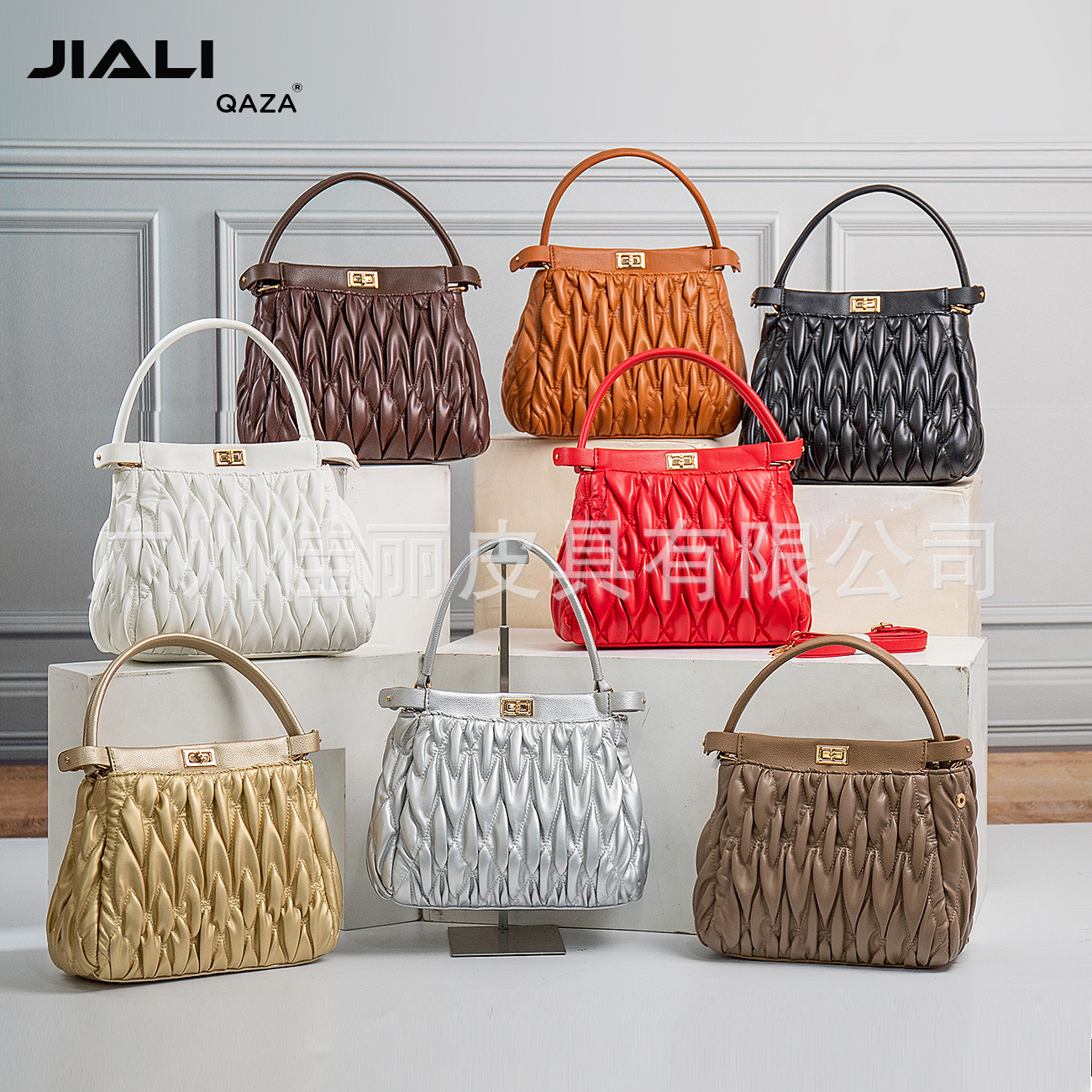 Fashionable polyurethane quality solid color one-shoulder bag