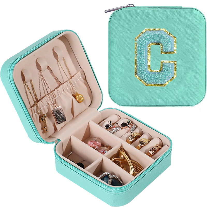 Cross-border de cuero Stud pendientes de gran capacidad de la joyería de la caja de la joyería del anillo caja de almacenamiento portátil