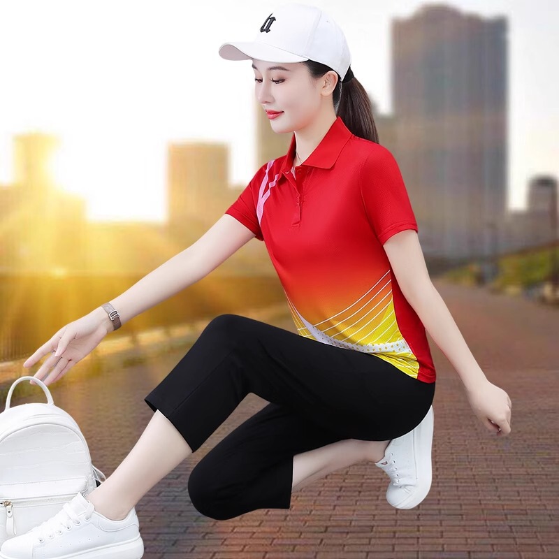速干运动套装女冰丝2025新款薄款休闲时尚跑步健身服七分裤两件套|undefined