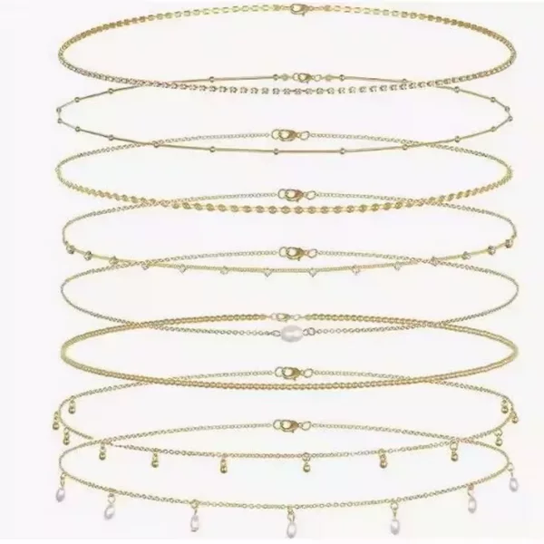 European and American Cross-Border Jewelry Amazon Bohemian Metal Waist Chain Sexy Bikini Body Chain for Women Wholesale in Stock
