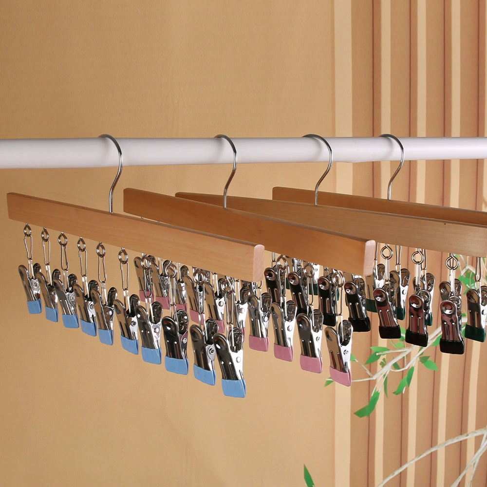 Массивный деревянный многофункциональный нижнее белье шляпа крючок деревянная вешалка без следов мульти зажимы носки для хранения шкаф 10 зажимов