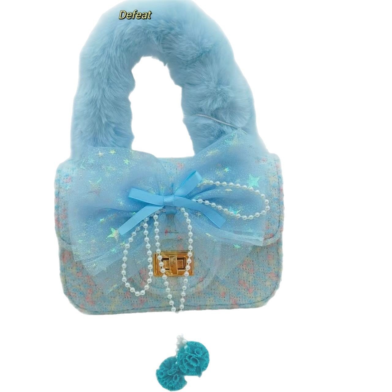 Bolso de peluche de arco bolso de perla bolso de moda bolso de hombro bolso de cinturón bolso de cambio accesorios de niña