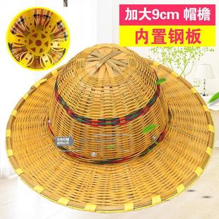 ll帽工地夏季竹子透气遮阳竹编防晒大沿男太阳帽男款头盔帽子其他-阿里巴巴
