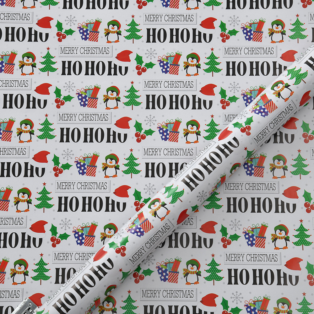 Nuevo papel brillante de bronce transfronterizo papel de embalaje de regalo de Navidad Papá Noel dibujos animados árbol de Navidad diy papel de regalo