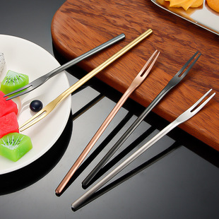 304 Fork Stainless Steel Fruit Fork Japanese Style Household Long Handle Fruit Sign Internet Celebrity ins Coffee Mixing Fruit Fork