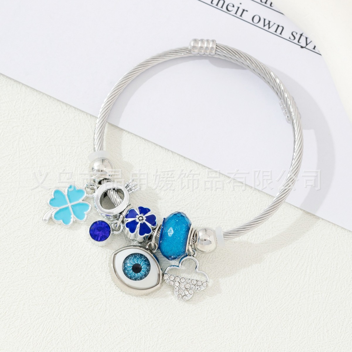 Brazalete Pan Jia, brazalete de explosión transfronteriza, diamante de diamante, ojo del demonio, mano de Dios, joyas de moda de amor de cuatro hojas image 1
