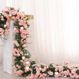 仿真藤条塑料玫瑰花藤装饰假花婚庆空调管道缠绕遮挡藤蔓