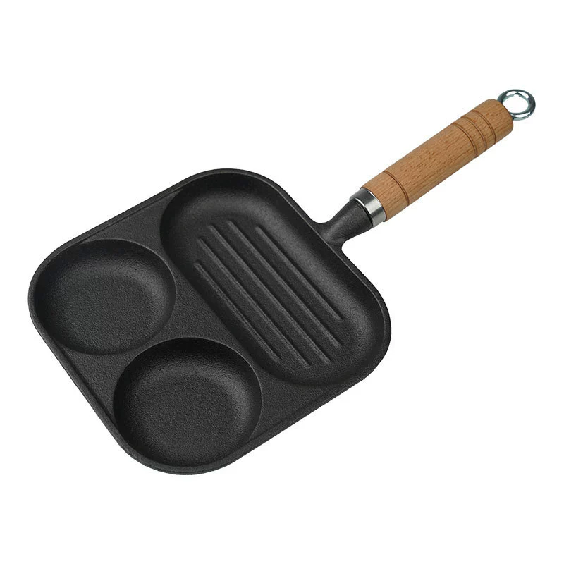 Кастрюля из чугуна мультифункциональная завтрак pot антипригарная три-в-одном сковорода для яиц гамбургер пан имбир omelette индукционная плита