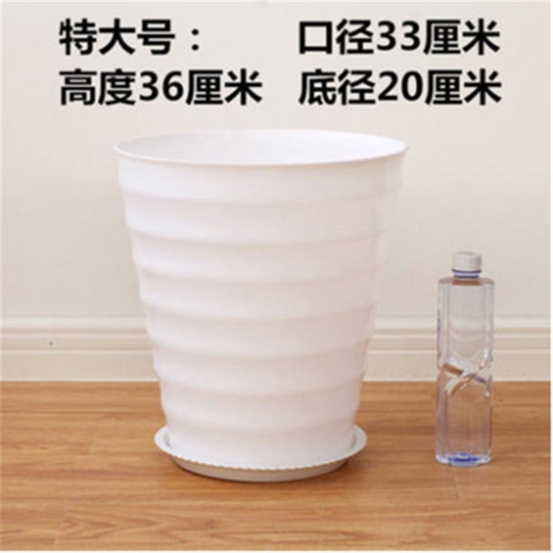 Big white black plastic flowerpot, increased thickness