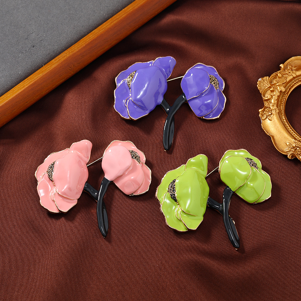 50g Weight Brooches Classification Banquet Occasion Retro Pin Flower Alloy Enamel Women'S Brooches