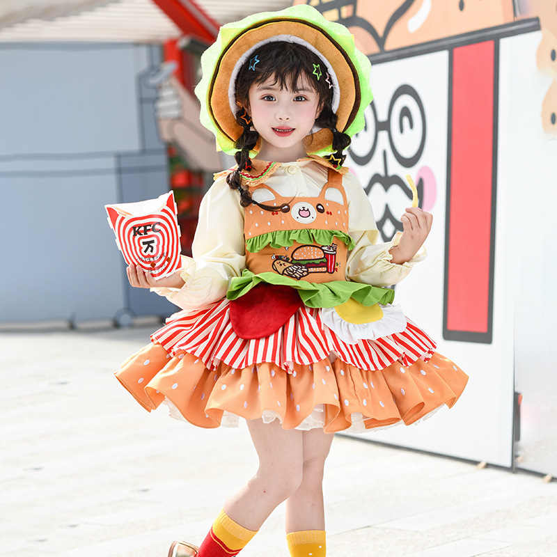 Spot 2025 Hamburg Bear Cartoon Autumn Casual Girl Baby Lolita Hamburg Dress Suit Princess Dress