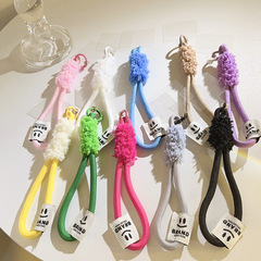 ins極簡風純色毛絨手機掛繩吊墜鏈條通用手機殼含夾片ccd相機腕帶