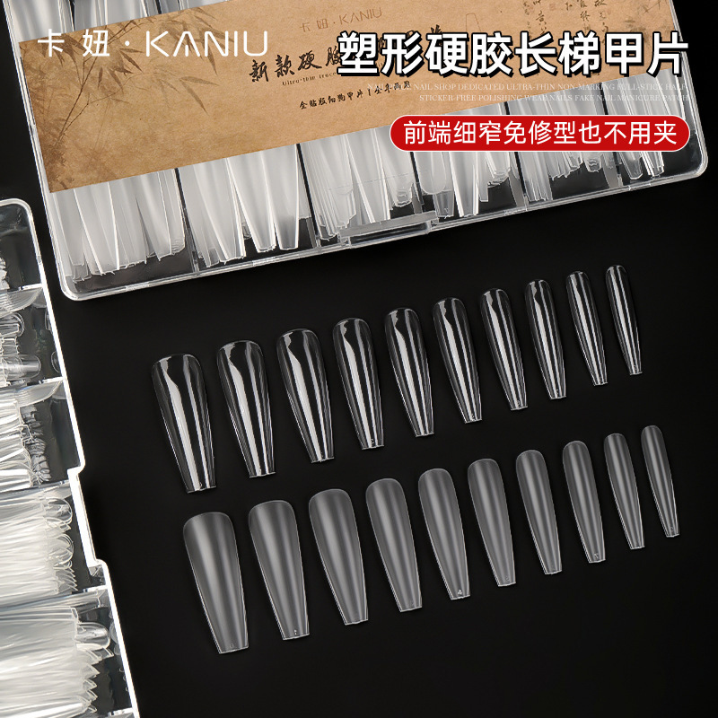 Kanio Nail Art Patch Long Ladder Shaping Extension Nail Wearable Nail Ultra-Thin Traceless No-File Practice Fake Nails