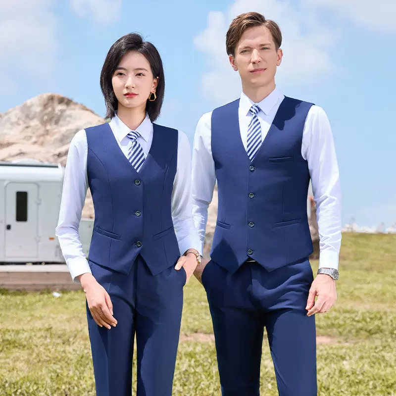 西装马甲男女同款工作服套装衬衫西裤大码背心男士会所俱乐部马夹