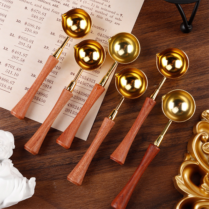 Retro Wax Wax Spoon Melting Wax Tool Wooden Handle Measuring Spoon Simple Wax Seal Seal Rosewood Handle Spoon